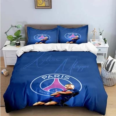Ensemble de literie mode Football M-Mbappé Impression numérique Housse de couette Couette Lit Jeunes Enfants Fille Garçons Cadeau d'anniversaire US Full(200*230cm)3pcs