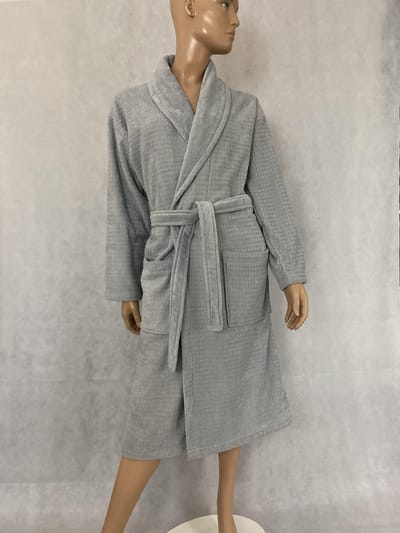 Romana Products Wafel - Badjas Velour Mozaïek - Grijs - Maat S - Kamerjas - Ochtendjas - Luxe Wellness - Comfortabel en Stijlvol - Voor Volwassenen - Man - Vrouw