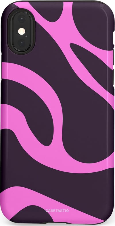Casetastic hoesje geschikt voor Apple iPhone X / Apple iPhone XS - Dubbellaagse bescherming - Roze Paarse Lavendel Abstractie - Fashion Case - Donkergrijs Roze