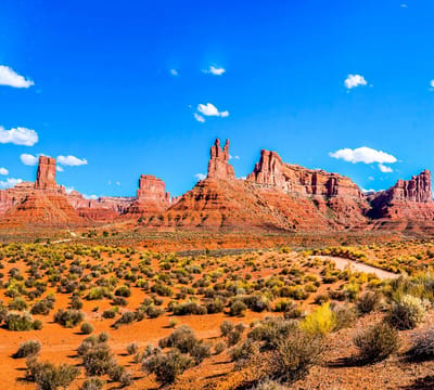 Een weg doorkruist de Mojavewoestijn nabij Las Vegas - Fotobehang (in banen) - 250 x 260 cm