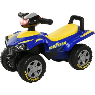 HOMCOM kinderwagen Quad 18-36 maanden dim. 60L x 31l x 42H cm licht- en geluidseffecten blauw geel
