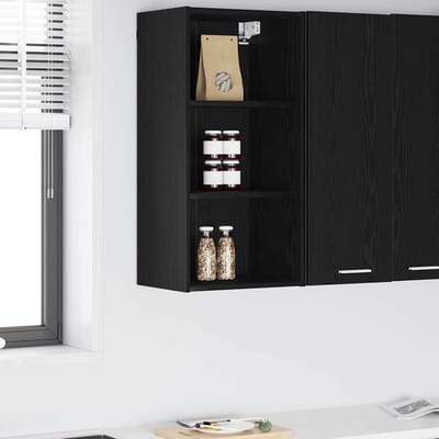 vidaXL - Hangkast - Zwart - Eiken - 40 - x - 29,5 - x - 80 - cm - Bewerkt - hout