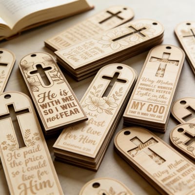 VANDAAG VERZONDEN - Set van 12 HOUTEN Boekenleggers - Bijbeltekst - Christelijk - Hout