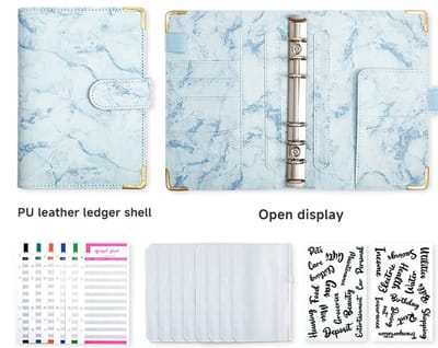 Budget Planner met Geldmapjes Green Marble – Budgetplanners - Budgetplanner Kasboek – Huishoudboekje – Budget Binder – Budgetplanner Invulboekjes – Kasboekje in en uitgaven – Kasboek Huishoudboek – Uitgaven Boekje - Marmer - Marmerlook