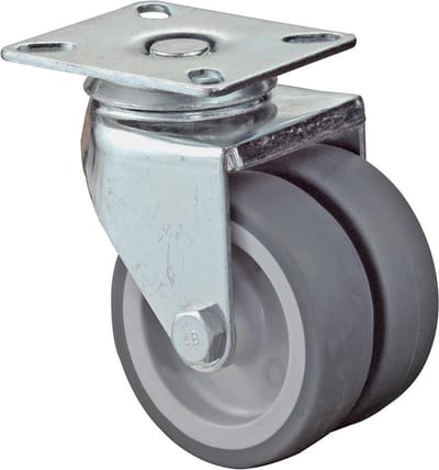 Zwenkwiel Dubbel 75Mm Rubber Grijs