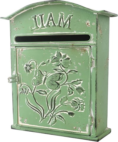 Brievenbus Muurbevestiging - Buitenpost Antiek - Post Ontvangen - Decoratief Landelijk - 31.2 cm Hoog - Groen