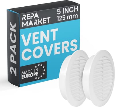 Ventilatierooster Rond - Ventilatieafdekking Rooster - Luchtcirculatie Verbeteren - Met Insectenbescherming - 125 mm 2 Stuks - Wit