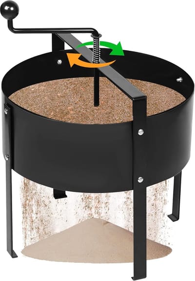 Handmatig draaibare bodemzeef Ø41cm Tuincompostzeefset met handvat & gaaszeefpan Metalen tuinzeef Fijnmazige zeef Handmatige zeef voor aarde, stenen, zand en vuil NAIZY