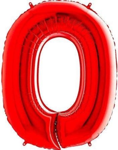 Cijferballon 0 rood 16inch, 40cm kindercrea
