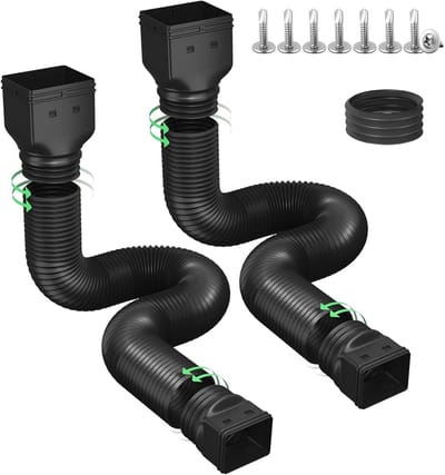 Regengoot Downspout Extensies - Flexibele en Uitschuifbare Afvoerbuizen voor Regenwaterafvoer - 148 cm + 167 cm (2 Stuks)