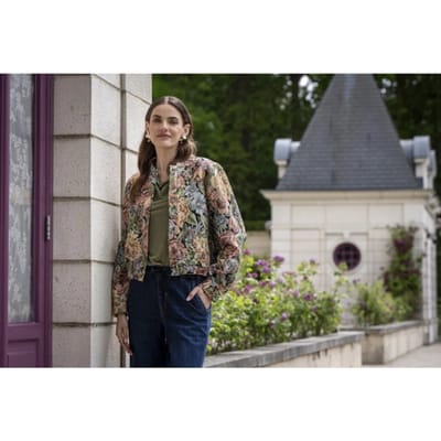 Geisha multi color dames jas   Ronde hals   Regular fit   Glitters patroon   Drukknoopsluiting   Lange mouw Multi color L