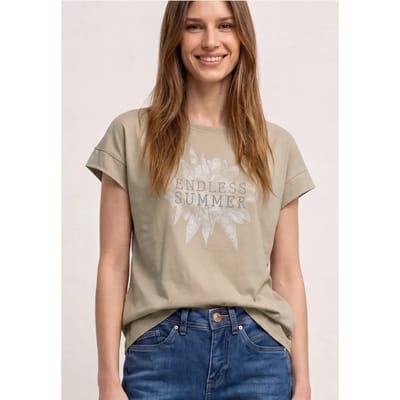 Shirt met hangende schouder en artwork