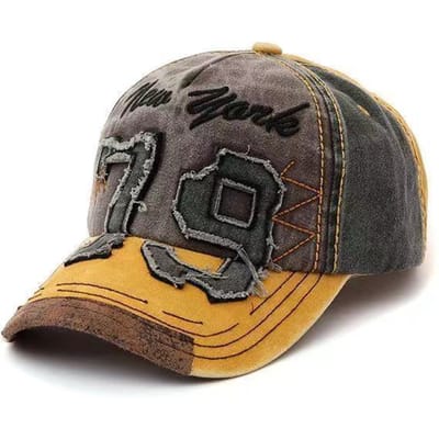 Casquette de baseball vintage lavée 79 Broderie New York Hommes Femmes Chapeau de camionneur en jean usé Chapeau de soleil décontracté d'extérieur Adjustable black