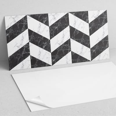 Coloray Wandpanelen Zelfklevend - Marmeren visgraatpatroon PVC Wandpaneel - 100 cm x 50 cm - Zwart-wit Wandbekleding Zelfklevend - 1 stuk - Texturen Wandpanelen Zelfklevend - Wandpaneel Keuken - Wandpanelen Badkamer