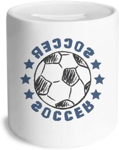 Voetbal Spaarpot - Munt Pot - Geld Besparen - Verwijderbare Bodem - 9 cm Hoog - Meerkleurig
