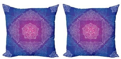 ABAKUHAUS Mandala kussenhoezen – 2x 40x40 cm – Dubbeldruk – Magenta/Nachtblauw/Wit