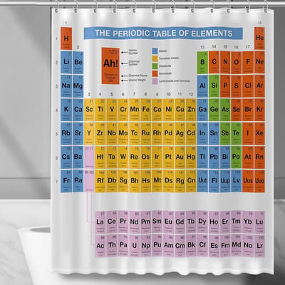 Famanu – Douchegordijn periodiek systeem 180 x 200 cm – waterdicht polyester, wasbaar