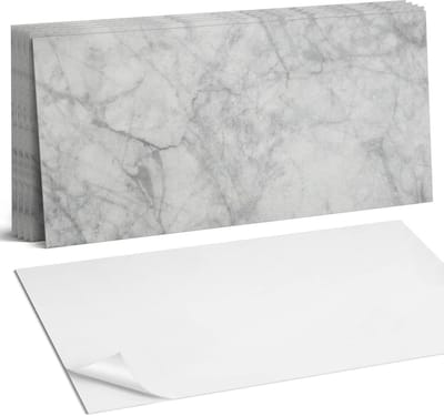 Coloray Plaktegels - Geaderd marmerpatroon Wandtegel Zelfklevend - 60 cm x 30 cm - Grijs Plaktegels - 6 stuks - Rechthoek PVC Tegels - Plaktegels Keuken - Zelfklevende Vloertegels Badkamer - Vinyl Tegels Zelfklevend - Zelfklevende Wandtegels