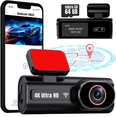 RUX® Dual Dashcam - Dashcam Voor Auto 1080p - Voor en Achter Camera – Auto Camera - G-Sensor - App Bediening – Parkeermodus - Zwart - 10cm x 4cm x 4cm; 300 g