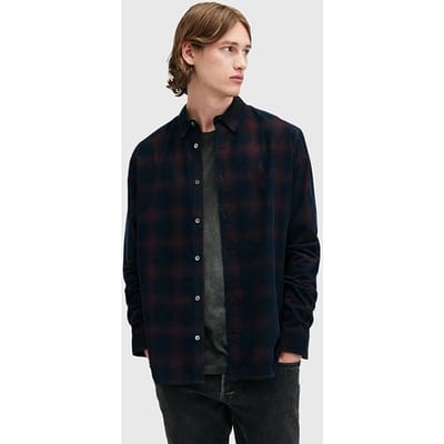 AllSaints Daybreaker Ls Shirt Navy Blue Maat: XS | Casual Overhemden Outlet | Heren | Blauw