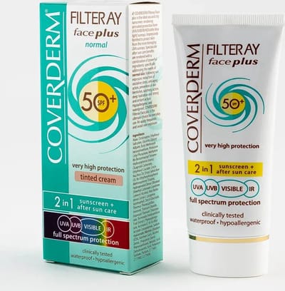 Coverderm Filteray Face Plus Normal Getinte SPF 50+ / Getinte 2 in 1 Zonnecrème voor de normale huid SPF 50+ Zachtbruin 50 ml