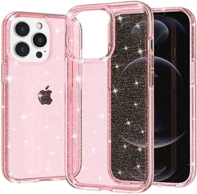 iPhone 15 Plus Glitter Telefoonhoesje - Apple iPhone 15 Plus Glitter Back Cover - TPU - Licht Roze