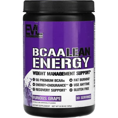 EVLution Nutrition, BCAA Lean Energy, Saveur Raisin Purieux, 10,90 oz (309 g)