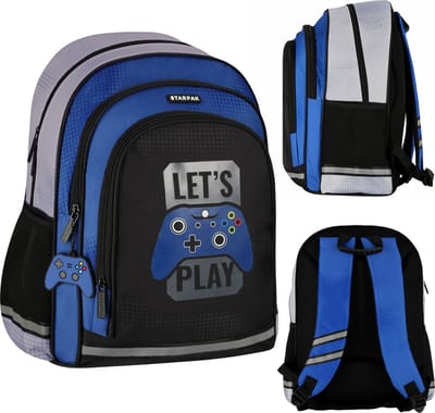 Let's Play jeugdrugzak, verstijfde, schoolrugzak 40x29x20 cm met een verstevigde rug