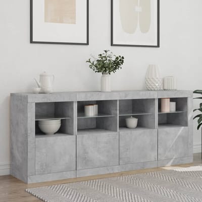 vidaXL - Dressoir - met - LED-verlichting - 163x37x67 - cm - betongrijs