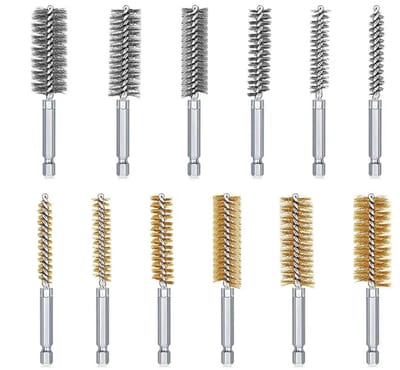 Gatenborstel set van 12 stuks in diverse maten, roestvrij staal, voor klopboormachine en reiniging van oppervlakken