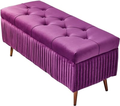 Opberg Poef - Zetel Poef - Woonkamer Organisatie - Inklapbaar Ontwerp - 60 cm - Paars