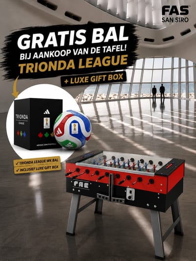 Voetbaltafel FAS San Siro Telescoopstang - Ideaal voor scholen - met afdek glasplaat - optioneel met muntinworp - Hufterproof - Zeer stevig