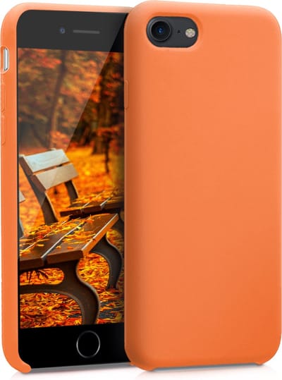 kwmobile telefoonhoesje geschikt voor Apple iPhone SE (2022 / 2020) / iPhone 8 / 7 - Hoesje met siliconen coating - Smartphone case in fruitig oranje