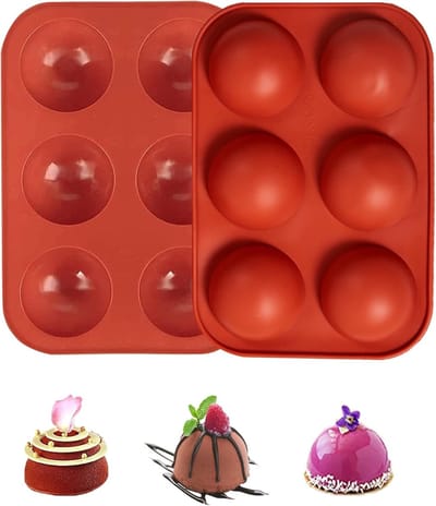 Semicirkelvormige Siliconen Chocolade Mallen voor 6 Ballen Ø 5cm - Perfect voor DIY Chocoladeballen, IJsblokjes en Mousse Taarten - Set van 2 Stuks
