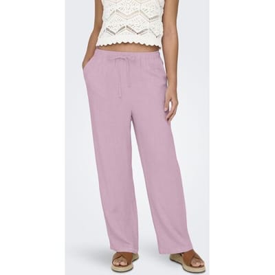Only roze dames broek   Straight fit   Steekzakken   Elastische boord   Regular waist Roze S/32