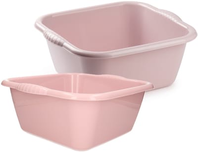 Plasticforte afwasteilen set - afwasbak - kunststof - 15 en 20 liter - Roze - huishoud emmers