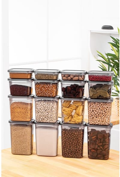 Asir - Opbergdoosset - 16 Stuks - Antraciet - 14 x 10 x 5 cm