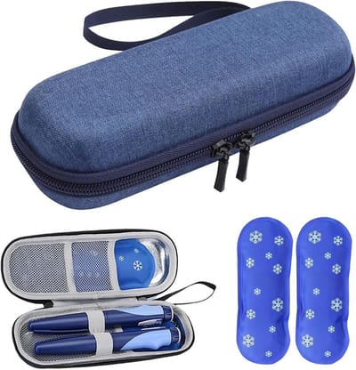 Gekoelde insuline reiskoffer - Diabetische reiskoffer - 2 stuks - EVA opbergtas - Handige gekoelde waterdichte opbergtas voor insuline - Houd insuline koel tijdens uitgaan, reizen, werken of sporten - Draagbare verpakkingsdoos