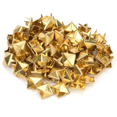 Lot de 100 rivets carrés en laiton et cuivre de 9 mm pour vêtements, chaussures, sacs, accessoires pour décoration du cuir, dorés
