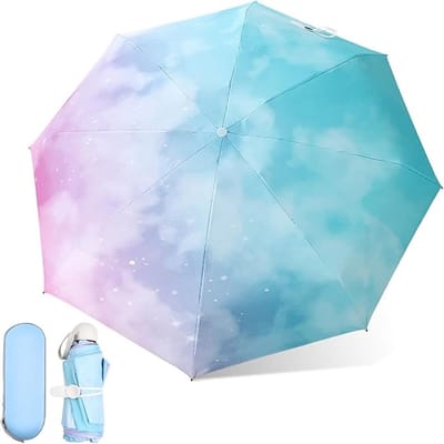 QTTVBTNA – Opvouwbare Zakparaplu met Capsulehoes – 8 Baleinen Winddichte Reisparaplu met UV-bescherming – Compacte Paraplu voor Dames, Reizen en Outdoor Gebruik