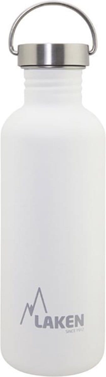 RVS fles 1L Basic Steel Bottle Wit - Steel Cap - Laken - roestvrijstaal - waterfles - drinkfles