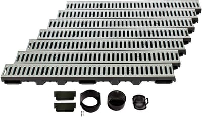 Afvoergoot Set - Regenwater Afvoer - Tuin Water Beheren - Modulair Plug-in Systeem - 7 Meter Lengte - Zwart