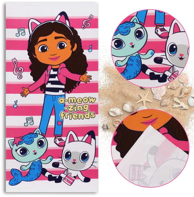 Gabby’s Dollhouse SNELDROGENDE strandlaken, kinderbadlaken MICROVEZEL handdoek 70x140 cm OEKO-TEX