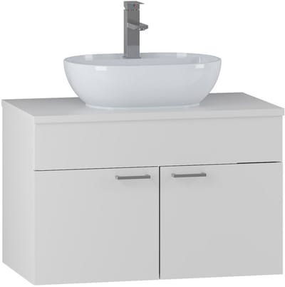 Badplaats Wastafelkast Colorado 80 x 46 x 52 cm – Mat Wit – Hangend Badmeubel met 2 Deuren