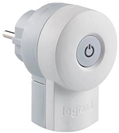 Veiligheidscontactstekker met LED-schakelaar, Duitse standaard, 16 A, 230 V, max. 3680 W, met kabelaansluiting tot 3 x 1,5 mm², kleur: wit/grijs