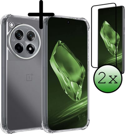 Hoesje Met Screenprotector - 2 Stuks - Geschikt voor OnePlus 12R - Sterk & Shockproof - Siliconen Case - Back Cover - Telefoon Hoes - Shock Proof - Transparant