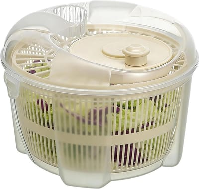 Salade Droger - Groente Waskom - Groenten Drogen - Handmatig Centrifugaal Mechanisme - 23 x 23 x 17 cm - Wit