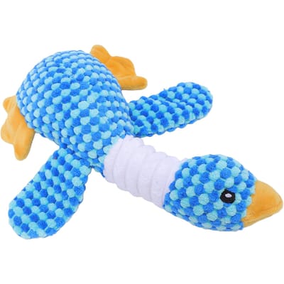 Duurzaam Gans Hondenspeelgoed Pluche Piepend Eend Hondenspeelgoed Puppy Tandjes Knaagspeelgoed voor Kleine tot Middelgrote Hondensoorten Kauwer Hemelsblauw blauw