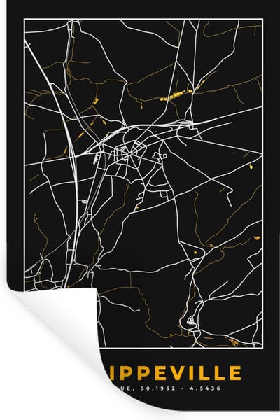Muurstickers - Sticker Folie - Philippeville - Stadskaart - Plattegrond - Goud - Kaart - 20x30 cm - Plakfolie - Muurstickers Kinderkamer - Zelfklevend Behang - Zelfklevend behangpapier - Stickerfolie
