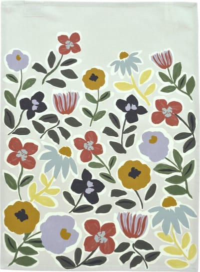 Theedoek Vermont - 50 x 70 cm - Witte theedoek met bloemen - 100% katoen - Sander